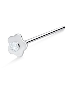 Flower Shaped Silver With Stone Straight Nose Stud NSKA-24